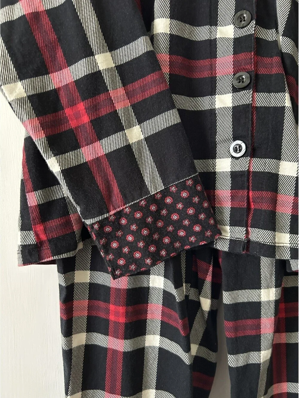 Vera Bradley Pajamas Women XL Black Plaid Button Down Sleepwear Set Loungewear